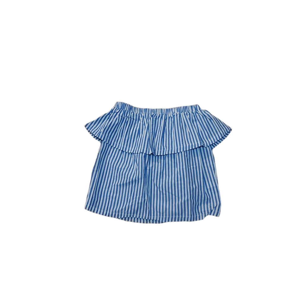 H&M Mini Skirt Size 2 Blue White Striped Ruffle Accent
